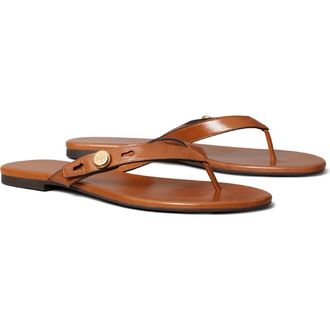 Tory Burch Romy Leather Thong Sandal in Classic Cuoio at Nordstrom, Size 10.5