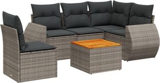 vidaXL Vidaxl - Set De Muebles De Jard&iacute;n 6 Pzas Y Cojines Rat&aacute;n Sint&eacute;tico Gris