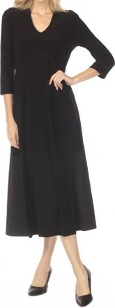 Joseph Ribkoff V-Neck Three Quarter Sleeve Maxi Dress In Black