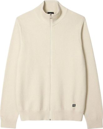 Paul Smith Textured-Cotton Full Zip Cardigan - male - Paul Smith - Cardigans - Beige - L - Knitwear