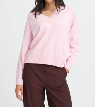 b.young Manina V-Neck Sweater In Hot Pink