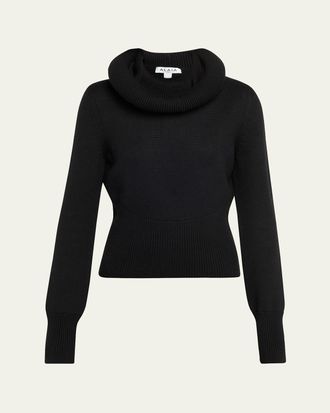 Alaia Sculptural Hooded Rib-Knit Sweater