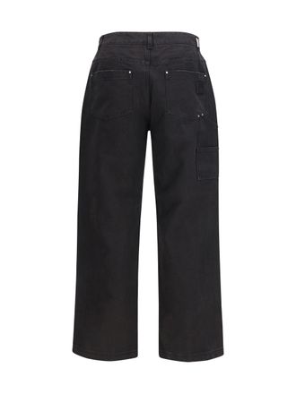 Represent Mens Worker Pants Jet Black Cotton Trousers