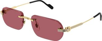 Cartier Vierkante zonnebril - Heren - Zonnebrillen - Geel - 55 MM - Nylon - Accessoires