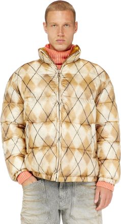 Diesel Reversible puffer jacket with argyle print - Winter Jackets - Man - Beige