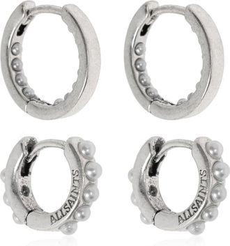 AllSaints Earrings, female, Gray, Size: ONE SIZE Set of two pairs of earrings