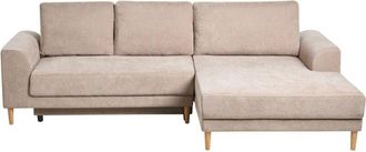 Beliani Corner Sofa Bed 3 Seater NUBORG Chenille Light Brown Left Hand