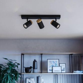 Eglo Eglo Cartagena Steel & Wood LED Warm White Adjustable 3-Light Spotlight in Black