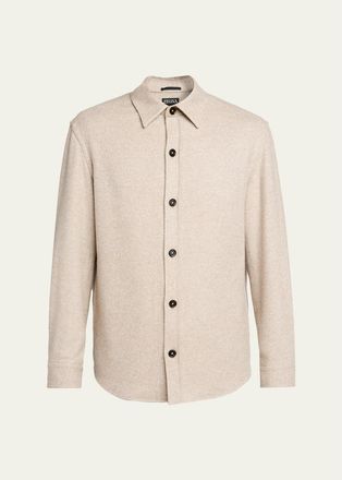 Ermenegildo Zegna Mens Cashmere and Silk Herringbone Overshirt