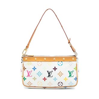 Louis Vuitton Pre-owned Shoulder Bags, female, White, Size: ONE SIZE Pre-owned Printed Leather Shoulder Bag