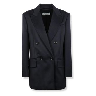 Max Mara Dames, Jassen, Blauw, Maat: S Leer