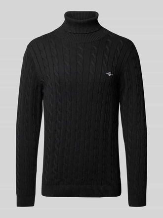 GANT Strickpullover mit gerippten Abschl&uuml;ssen in Black, Gr&ouml;&szlig;e M