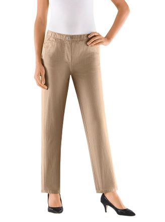 Casual Looks Schlupfjeans CASUAL LOOKS, Damen, Gr. 38, Normalgr&ouml;ssen, beige (sand), 96% Baumwolle, 4% Elasthan, unifarben, lang, Jeans Schlupfjeans