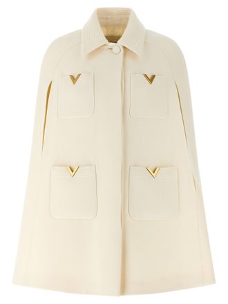 Valentino Garavani Drill Hood Capes White
