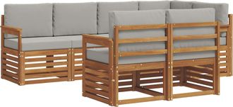 vidaXL Conjunto De Sof&aacute;s De Exterior 7 Uds. Gris Natural Y Claro Vidaxl