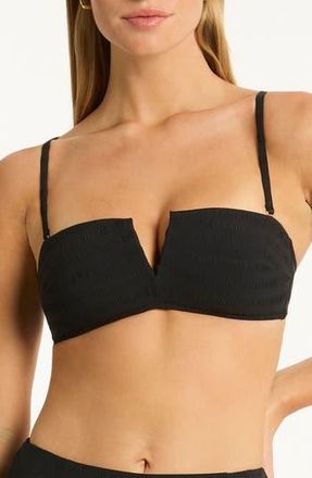 Sea Level Australia Palisades Vee Bandeau Bikini Top in Black at Nordstrom Rack, Size 12