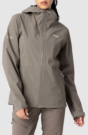 Outdoor Research Stratoburst Packable Rain Jacket in Gravel at Nordstrom, Size Xx-Large Regular