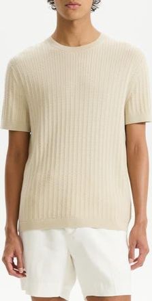 Theory Cable Short Sleeve Cotton Blend Sweater in New Sand at Nordstrom Rack, Size Xx-Large