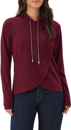 Karen Kane Rhinestone Crossover Hoodie in Wine at Nordstrom, Size X-Large