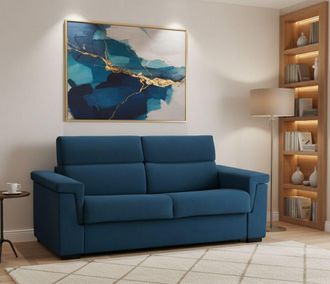 Dmora Sof&aacute; Fijo 2 Plazas Ondina, Sof&aacute; Lineal Para Sal&oacute;n, Acolchado, Desenfundable, Calidad 100% Made In Italy, 185x95 H100 Cm, Azul - Dmora