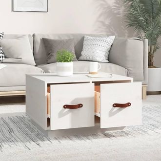 Berkfield Home Beautiful Coffee Table White 60x53x35 cm Solid Wood Pine | Size: 60 x 53 x 35 cm