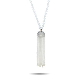 Ivanka Trump Pre-Owned Ivanka Trump 18K White Gold Diamond and Crystal Tassel Necklace IT05 042026
