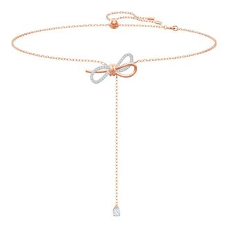 Swarovski Necklace Lifelong Bow Unisex rosegold 5447082 - unisex - Swarovski - Necklaces - Pink - ONE SIZE - Accessories