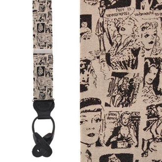 Trafalgar Store Vintage Comic Art Novelty Silk Button End Suspenders in Taupe at Nordstrom