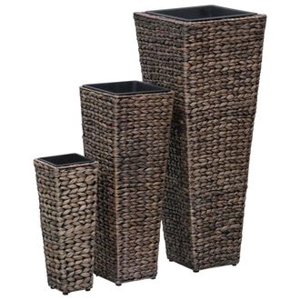 vidaXL Conjunto De Arriates 3 Piezas Jacinto De Agua Marr&oacute;n Oscuro Vidaxl