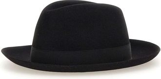 Borsalino Monica Folar Medium Brim - Dames - Hoeden - Zwart - 56 CM - Leer - Accessoires