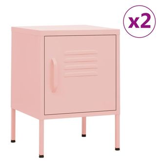 Berkfield Home Nightstands 2 pcs Pink 35x35x51 cm Steel | Size: 35 x 35 x 51 cm