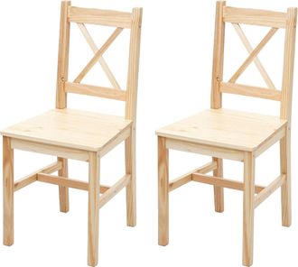 Hhg Juego De 2 Sillas De Comedor Hhg 467, Sill&oacute;n Silla De Cocina, Madera Maciza Casa De Campo, Pino Esmaltado