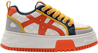 Generic Men Thick Soled Sneakers with Color Blocking Casual Comfortable and Versatile Sports Shoes (Orange,8.5)