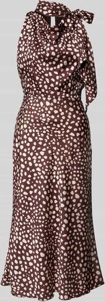Rinascimento Rinascimento Midikleid mit Stehkragen in Mittelbraun, Gr&ouml;&szlig;e XL