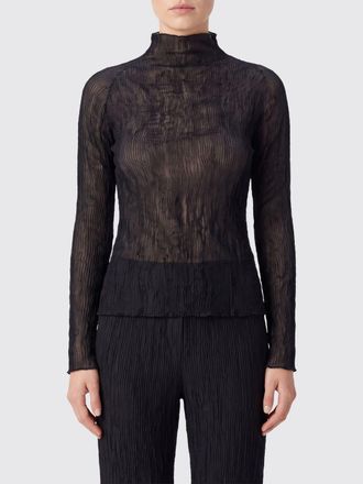 Issey Miyake Long-Sleeved Crinkled Cr&ecirc;pe Turtleneck Top