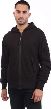 C.P. Company Mens C.P. Company Diagonal Raised Fleece Lens Hoodie in Black
