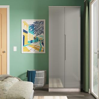 Welcome Furniture Cannes Ready Assembled 2 Door Wardrobe in Grey Gloss & Grey Oak - Welcome Furniture | TJ Hughes