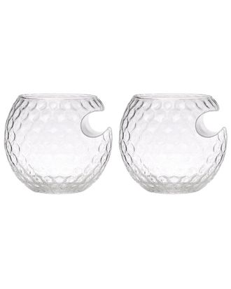 Godinger Set Of 2 Golf Ball Cigar Double Old Fashioned Glasses