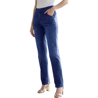 Roaman's Plus Size 360&ordm; Stretch 5 Pocket Straight Leg Jean in Dark Wash at Nordstrom, Size 26