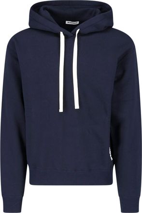 Jil Sander Blue Contrast Logo Cotton Hoodie
