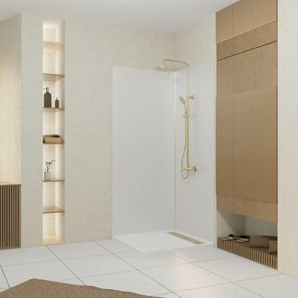 Aurlane Pack 2 Paneles Murales De Aluminio Blanco 90x210cm + Perfiles De Acabado Y Angular Oro Cepillado