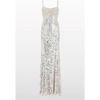 Jenny Packham Mirabeau Sequin-Embellished Dress in Platinum at Nordstrom, Size 12 Uk