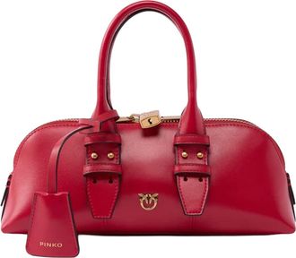 Pinko Red Escape Suede Small Bowling Bag