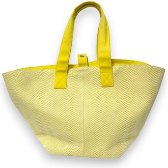 Herm&egrave;s White Yellow Pouch Tote Bag (Pre-Owned)