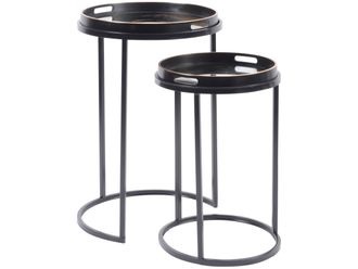 Libra Interiors Gold Swirl Set of 2 Side Tray Tables