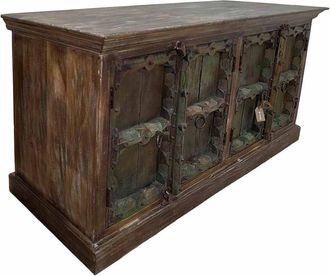 Wanderlust Deco Aparador De Madera Artesanal Marr&oacute;n 191x44x90h