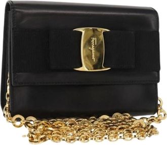 Ferragamo Pre-owned Cross Body Bags, female, Black, Size: ONE SIZE Pre-owned Leather Shoulder Bag