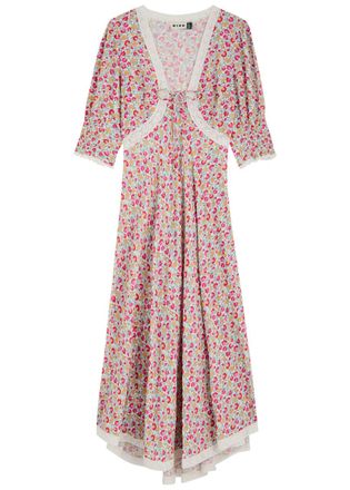 Rixo Rixo Amina Pansy Woven Midi Dress - Red And White - 16 (UK16 / XL)