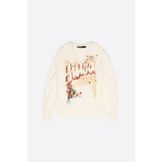 Bimba & Lola Toweling V-Neck Sweatshirt in Ivory at Nordstrom, Size X-Small Eu