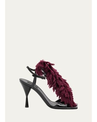 Givenchy 95mm Pompom Patent Leather Sandals